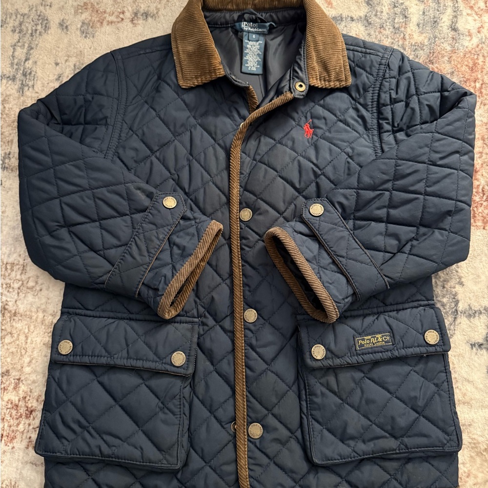 Polo by Ralph Lauren Navy Jacket with Brown Collar